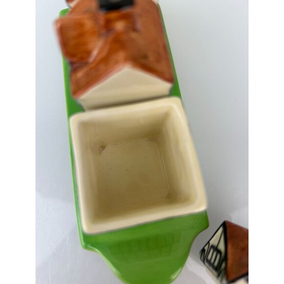 Beswick England 1940s Tudor-Style Cottages Salt Pepper & Sugar Set on Tray VTG - Picture 6 of 16